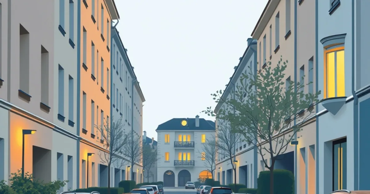 Rue d'immeubles bas en fin de journée, voitures garées au fond et fenêtres éclairées, illustrant le bilan 2025 des cambriolages à Boulogne-Billancourt (92)