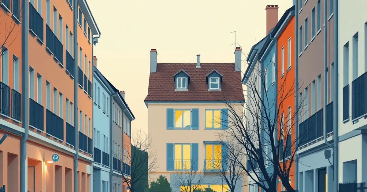 Pavillon au toit rouge entre deux immeubles, fenêtres éclairées en fin de journée, illustrant le bilan 2025 des vols et cambriolages à Suresnes (92)